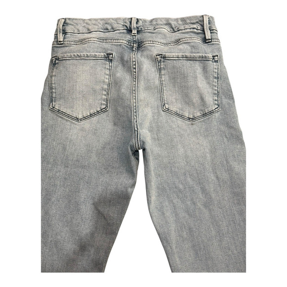 FRAME Denim Light Wash Distressed Hem Crop Jeans - Picture 4 of 12
